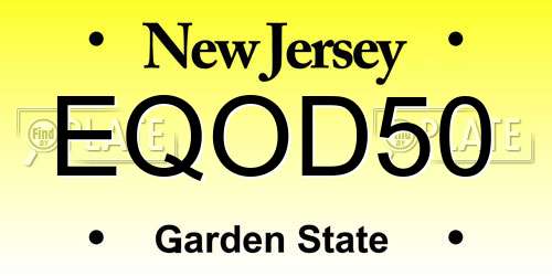 EQOD50 New Jersey License Plate