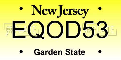 EQOD53 New Jersey License Plate