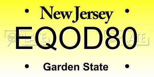 EQOD80 New Jersey License Plate