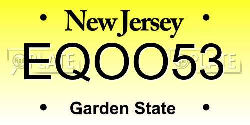 EQOO53 New Jersey License Plate