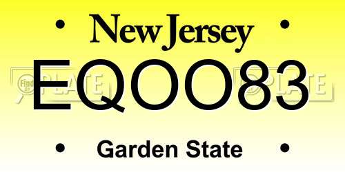 EQOO83 New Jersey License Plate