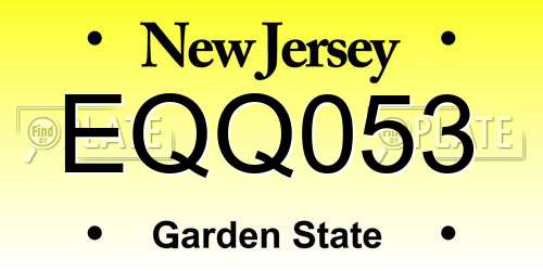 EQQ053 New Jersey License Plate