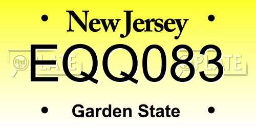 EQQ083 New Jersey License Plate
