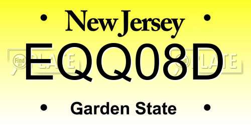 EQQ08D New Jersey License Plate