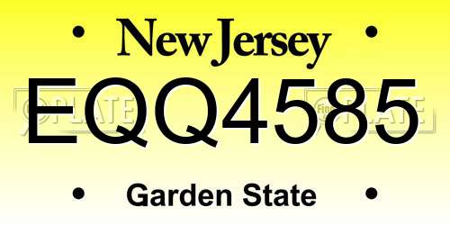 EQQ4585 New Jersey License Plate