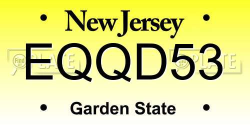 EQQD53 New Jersey License Plate