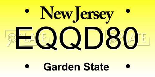 EQQD80 New Jersey License Plate