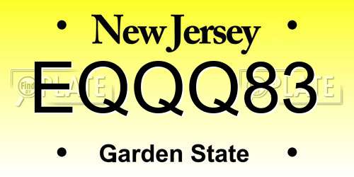 EQQQ83 New Jersey License Plate