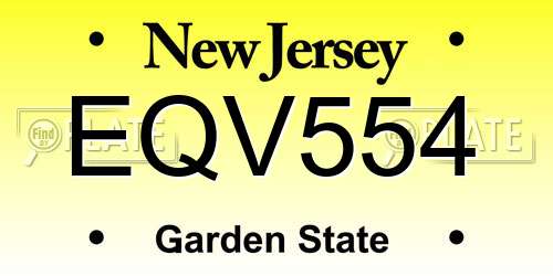 EQV554 New Jersey License Plate