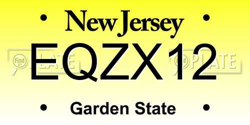 EQZX12 New Jersey License Plate