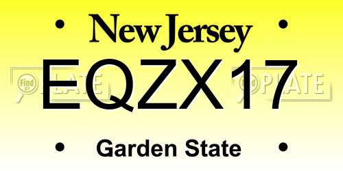 EQZX17 New Jersey License Plate