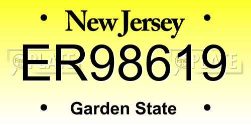 ER98619 New Jersey License Plate