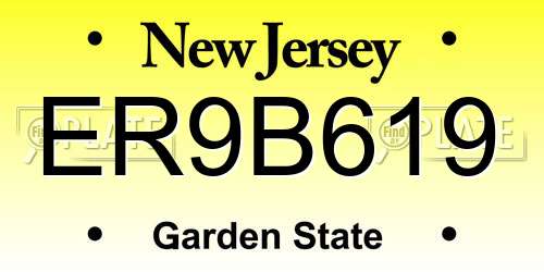 ER9B619 New Jersey License Plate