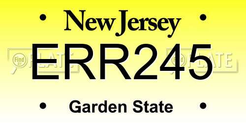 ERR245 New Jersey License Plate