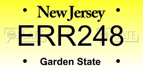 ERR248 New Jersey License Plate