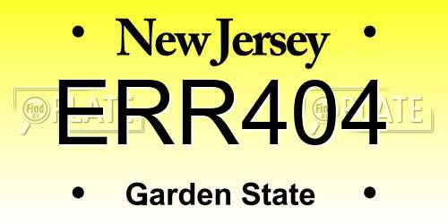 ERR404 New Jersey License Plate
