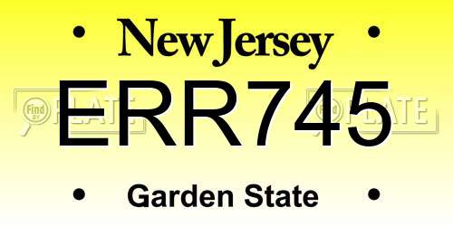 ERR745 New Jersey License Plate