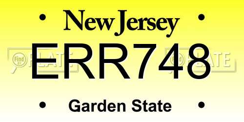 ERR748 New Jersey License Plate