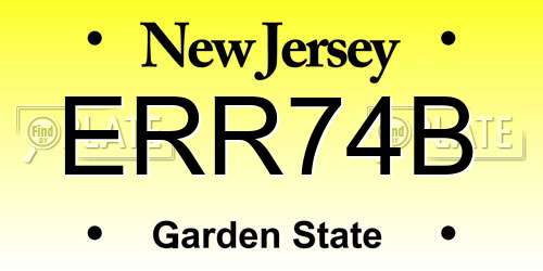 ERR74B New Jersey License Plate