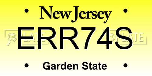 ERR74S New Jersey License Plate