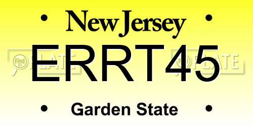 ERRT45 New Jersey License Plate