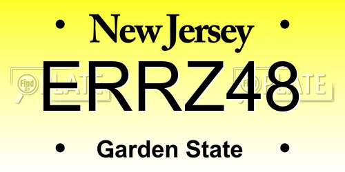 ERRZ48 New Jersey License Plate
