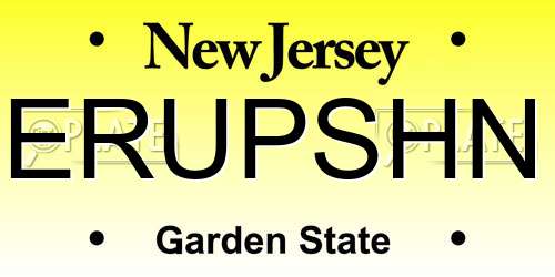 ERUPSHN New Jersey License Plate
