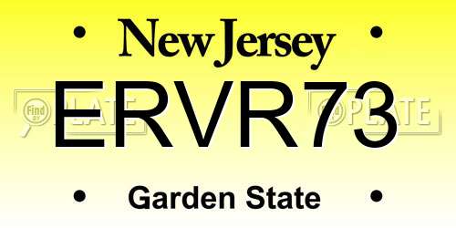 ERVR73 New Jersey License Plate
