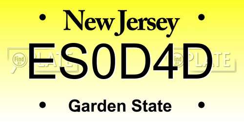 ES0D4D New Jersey License Plate