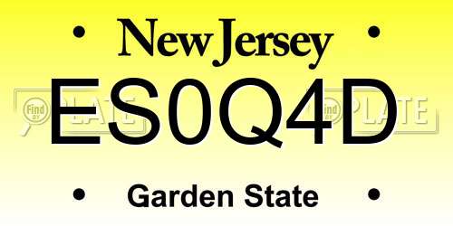 ES0Q4D New Jersey License Plate