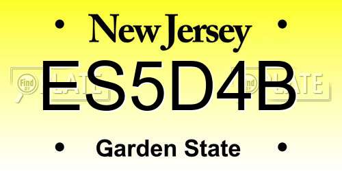 ES5D4B New Jersey License Plate