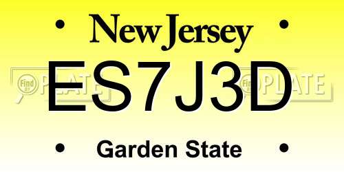 ES7J3D New Jersey License Plate