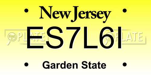 ES7L6I New Jersey License Plate