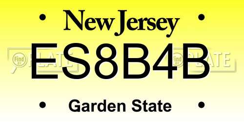 ES8B4B New Jersey License Plate