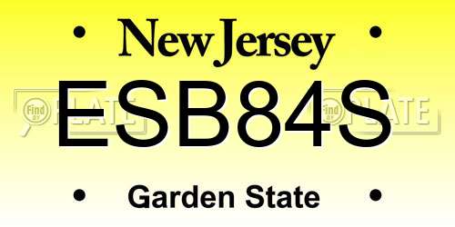 ESB84S New Jersey License Plate