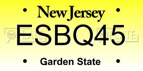 ESBQ45 New Jersey License Plate