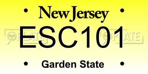 ESC101 New Jersey License Plate