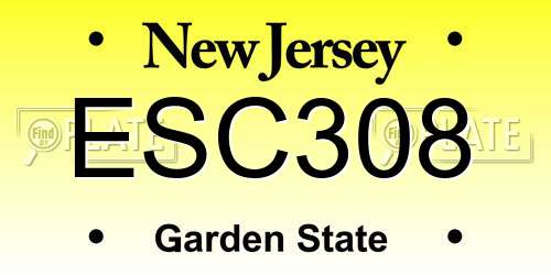 ESC308 New Jersey License Plate