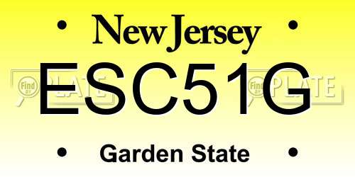 ESC51G New Jersey License Plate