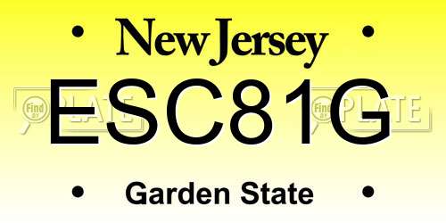 ESC81G New Jersey License Plate
