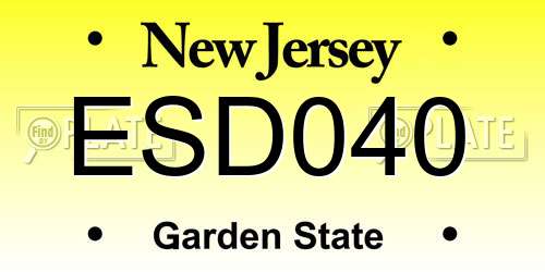 ESD040 New Jersey License Plate
