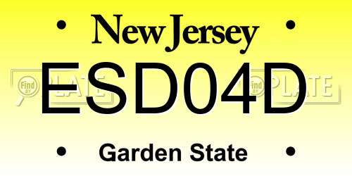 ESD04D New Jersey License Plate