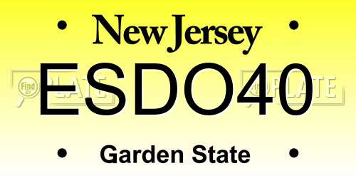 ESDO40 New Jersey License Plate