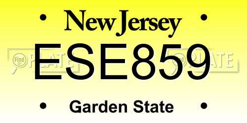 ESE859 New Jersey License Plate
