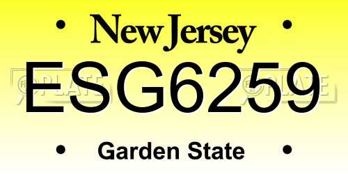ESG6259 New Jersey License Plate