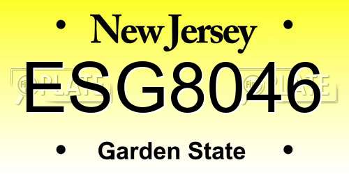 ESG8046 New Jersey License Plate