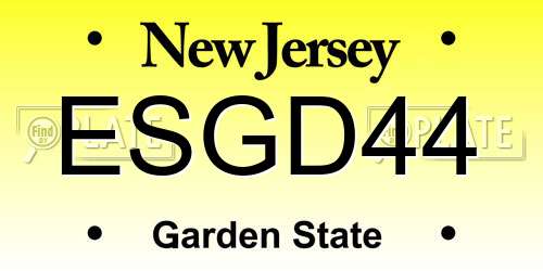 ESGD44 New Jersey License Plate