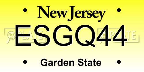 ESGQ44 New Jersey License Plate