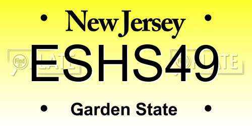 ESHS49 New Jersey License Plate