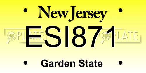ESI871 New Jersey License Plate